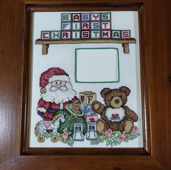 Babys First Christmas Framed Cross Stitch Piece - Picture 3 of 6